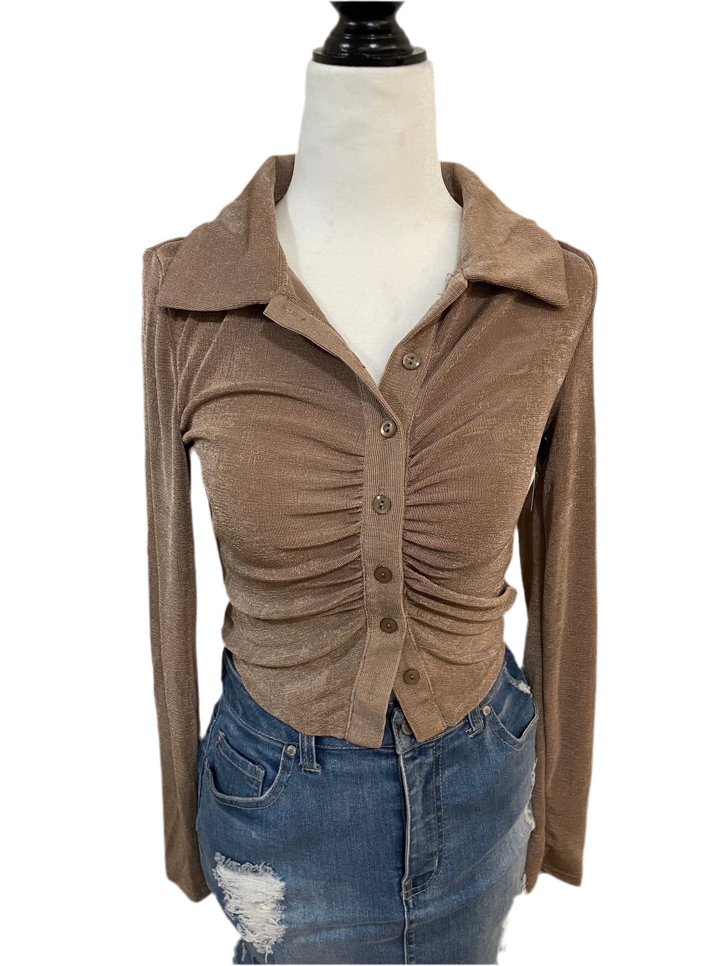 Ruched Button Up
