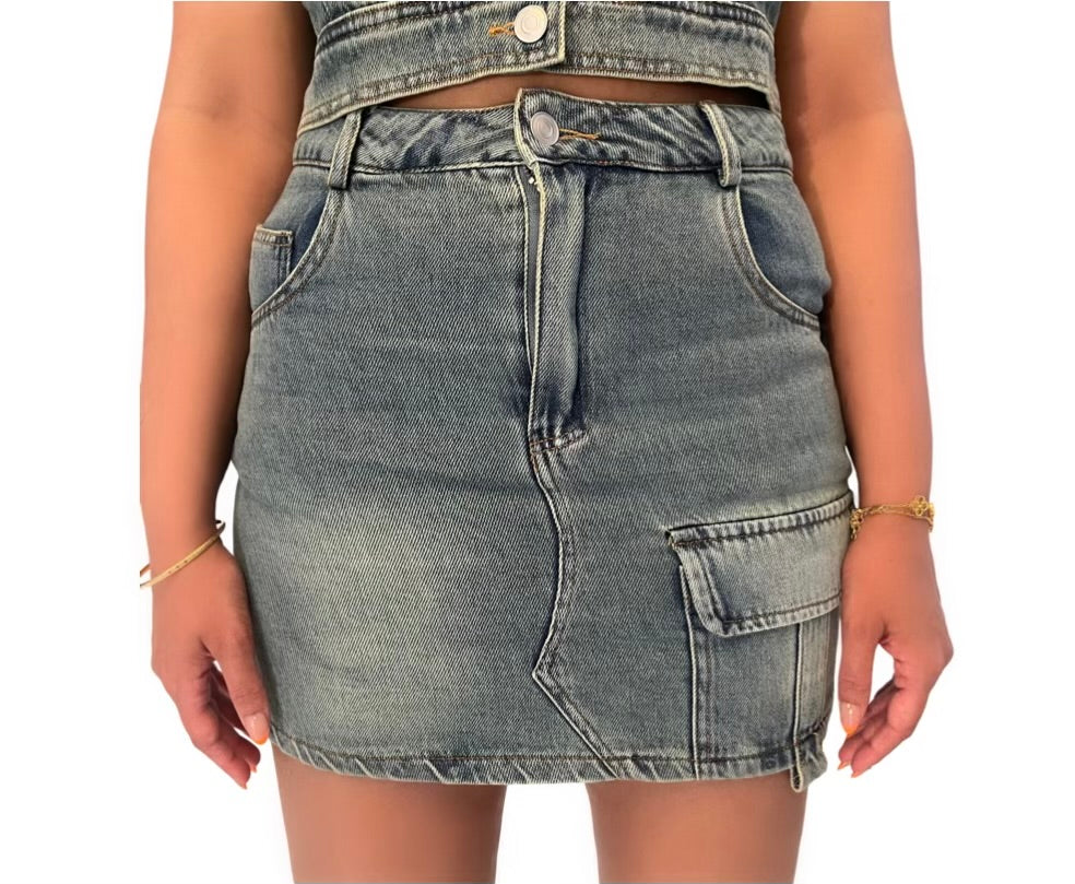 Denim Skirt Set
