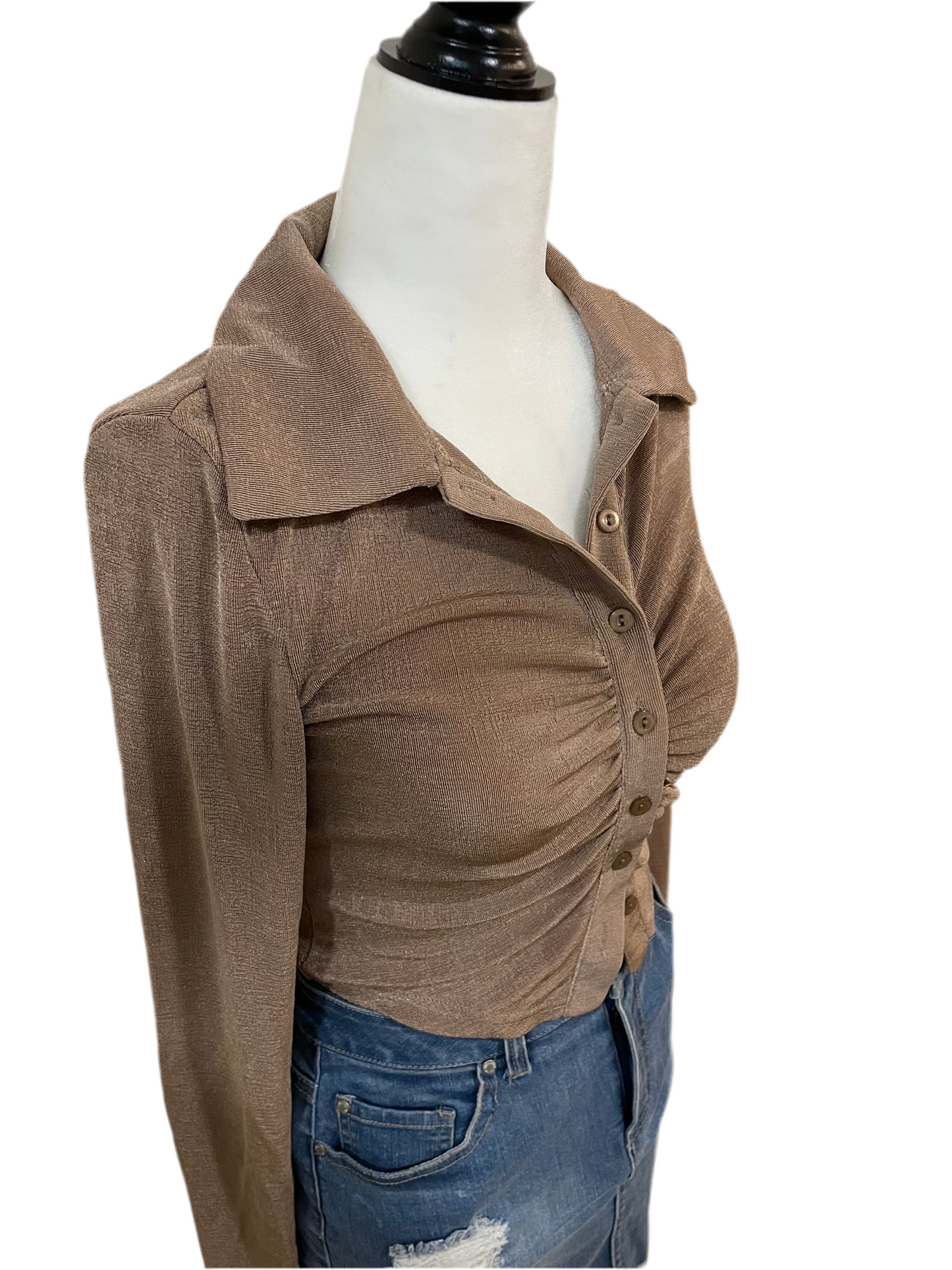 Ruched Button Up