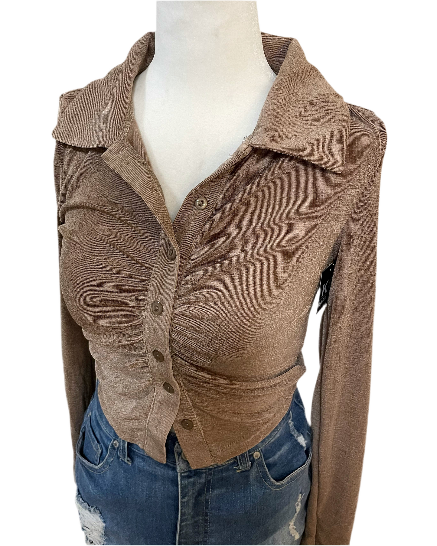 Ruched Button Up