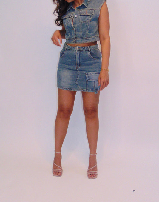 Denim Skirt Set